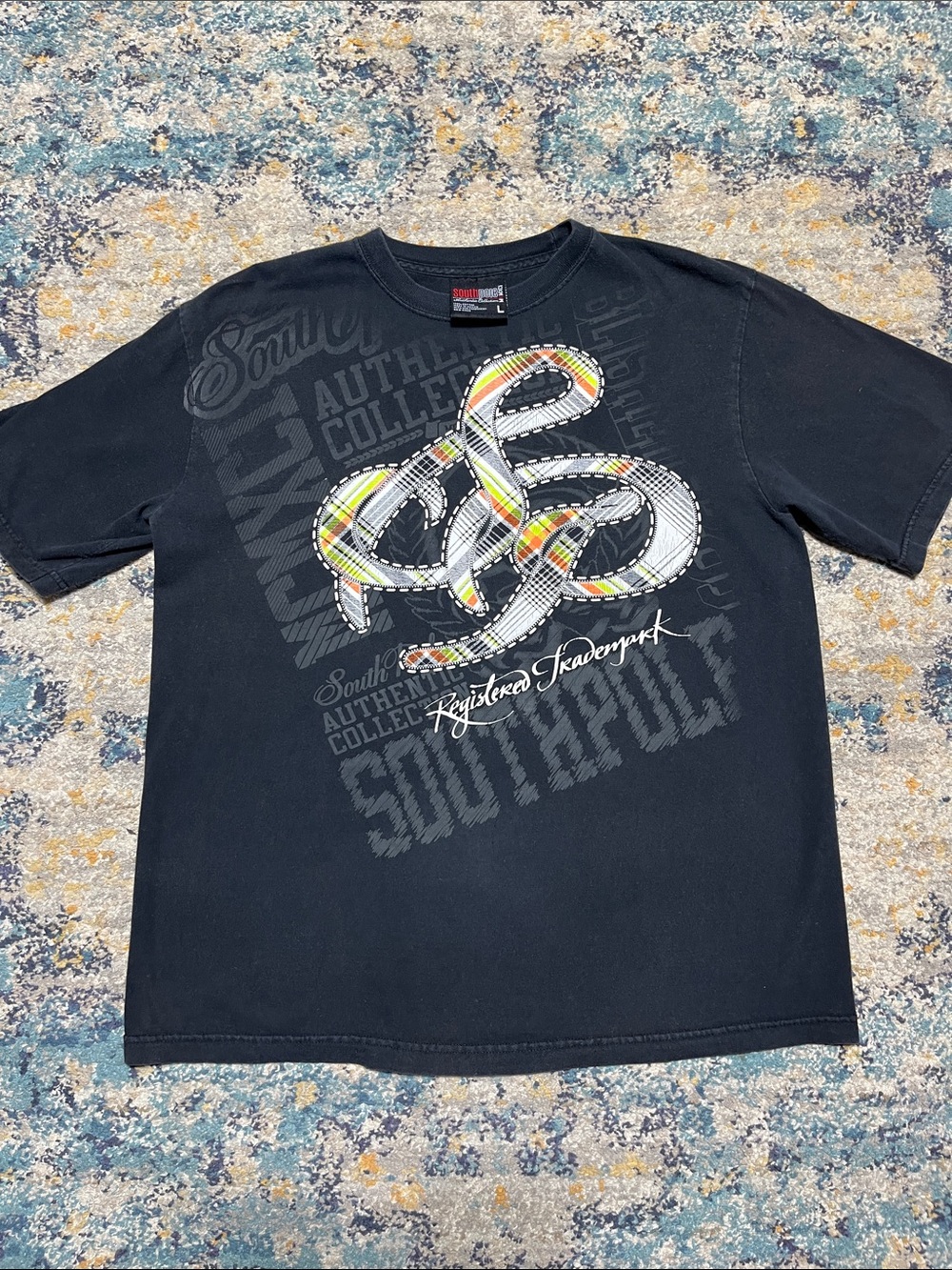 Y2K South Pole Black T-Shirt Size L